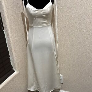 Cider Ivory Satin Midi Dress